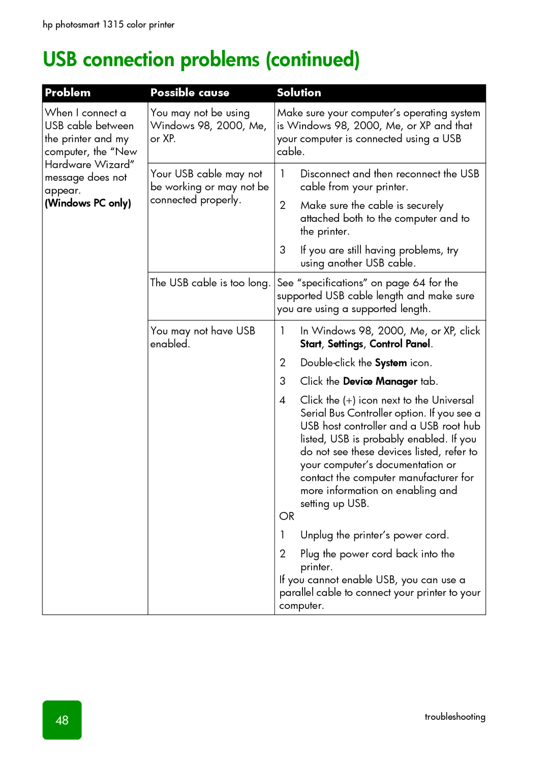 HP 1315 manual When I connect a You may not be using 