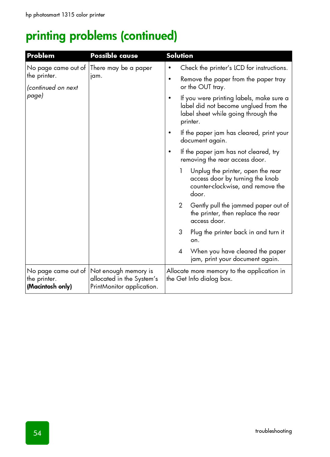 HP 1315 manual Or the OUT tray 