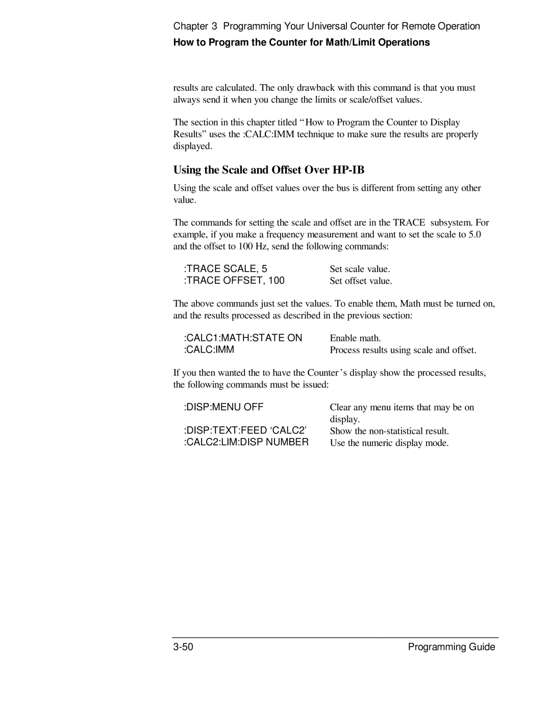 HP 132A, 53131A manual Using the Scale and Offset Over HP-IB, How to Program the Counter for Math/Limit Operations 