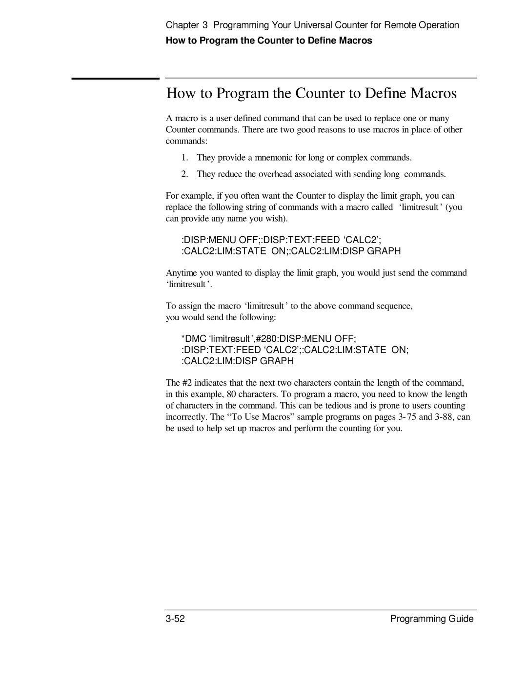 HP 132A, 53131A manual How to Program the Counter to Define Macros 