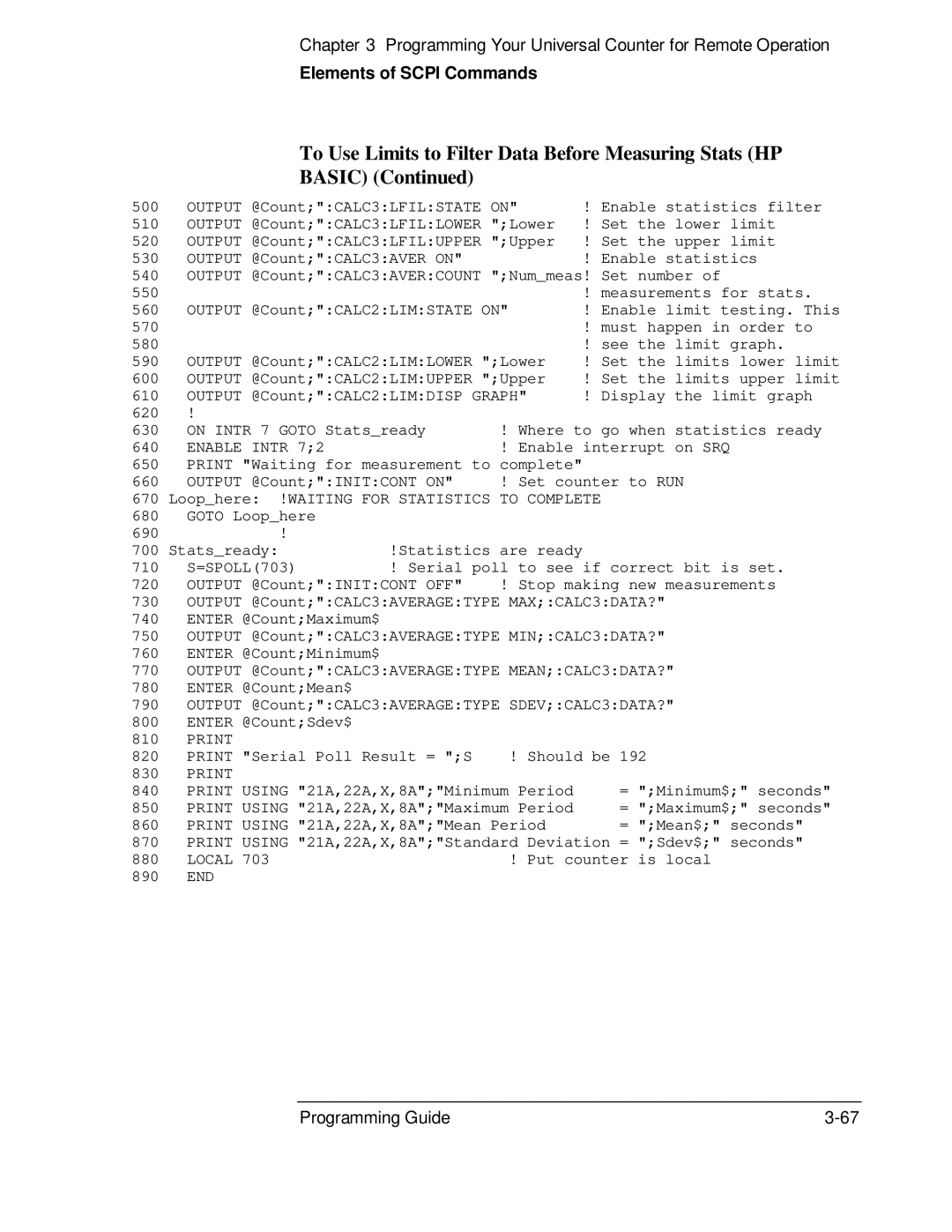 HP 53131A, 132A manual To Use Limits to Filter Data Before Measuring Stats HP Basic 