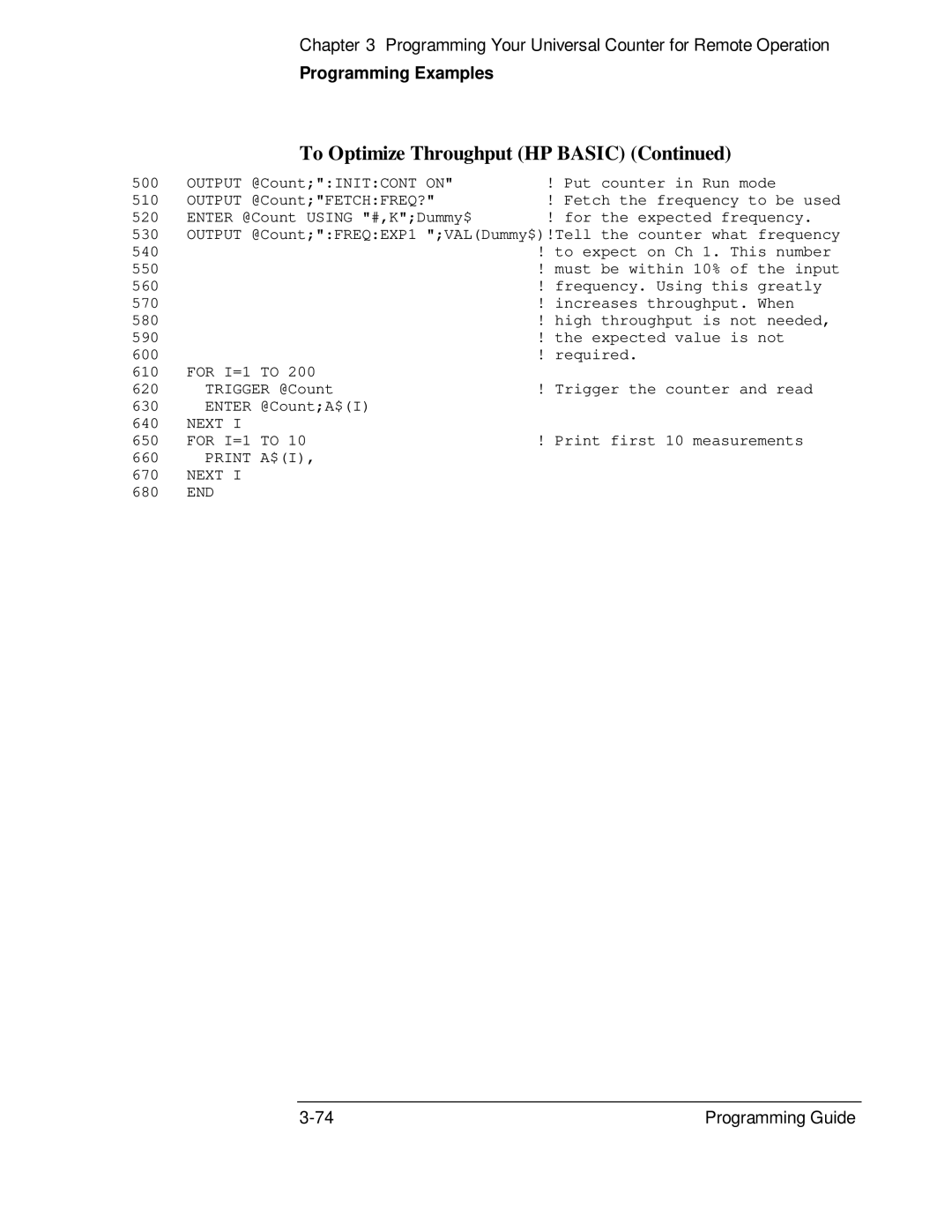 HP 132A, 53131A manual Output @CountINITCONT on Put counter in Run mode 