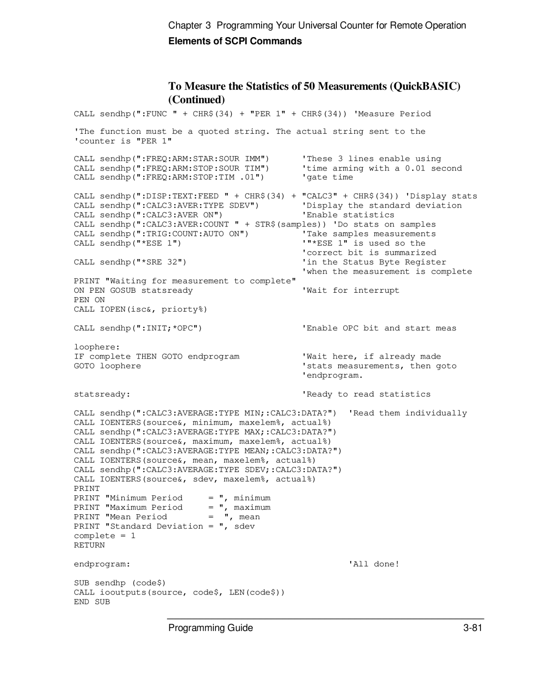 HP 53131A, 132A manual On PEN Gosub statsready Wait for interrupt 