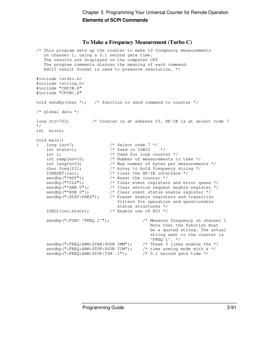 HP 53131A, 132A manual To Make a Frequency Measurement Turbo C 