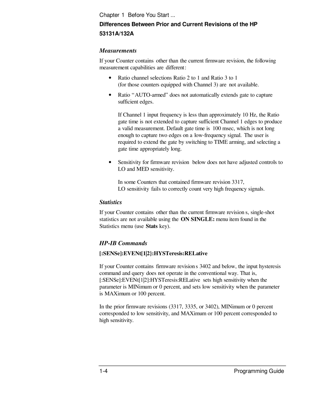 HP 132A, 53131A manual Measurements, Statistics, HP-IB Commands 