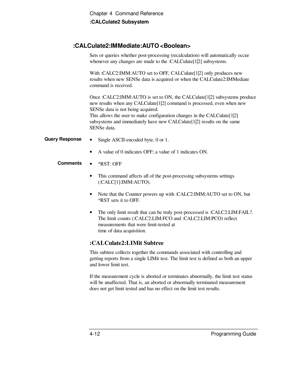 HP 132A, 53131A manual CALCulate2IMMediateAUTO Boolean, CALCulate2LIMit Subtree, CALCulate2 Subsystem 