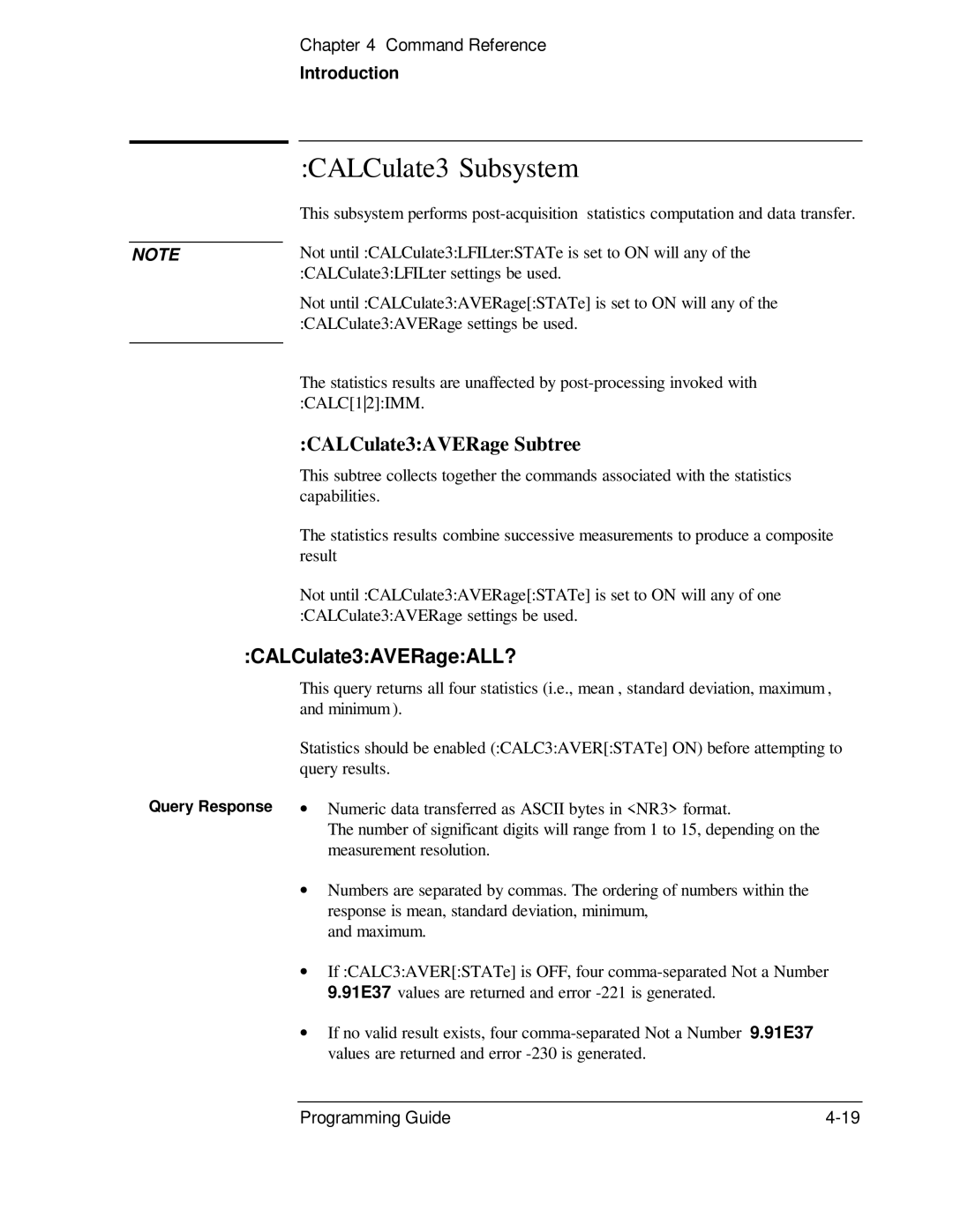 HP 53131A, 132A manual CALCulate3 Subsystem, CALCulate3AVERage Subtree, CALCulate3AVERageALL? 