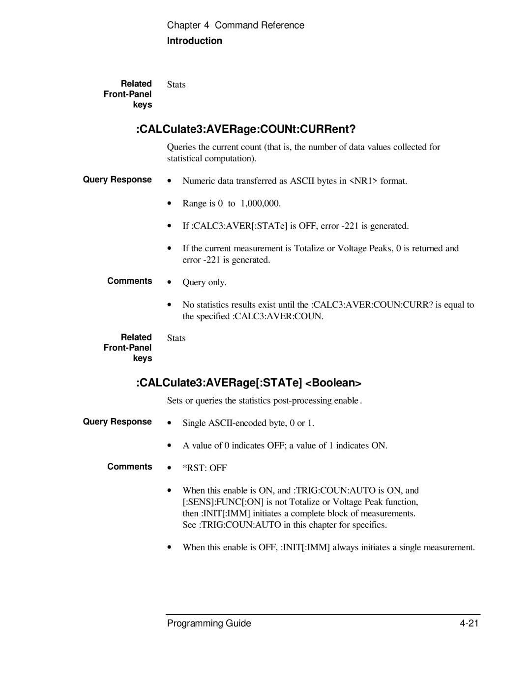 HP 53131A, 132A manual CALCulate3AVERageCOUNtCURRent?, CALCulate3AVERageSTATe Boolean 