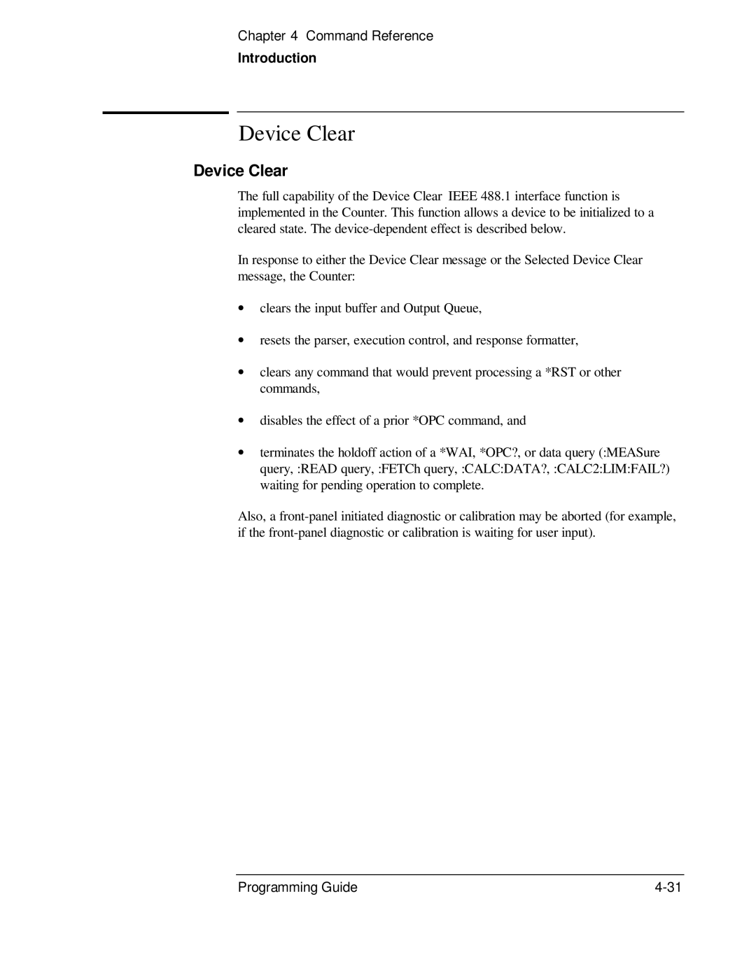 HP 53131A, 132A manual Device Clear 