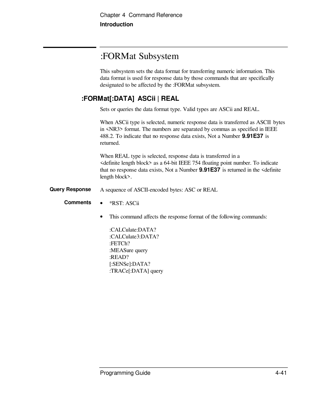 HP 53131A, 132A manual FORMat Subsystem, FORMatDATA ASCii Real 