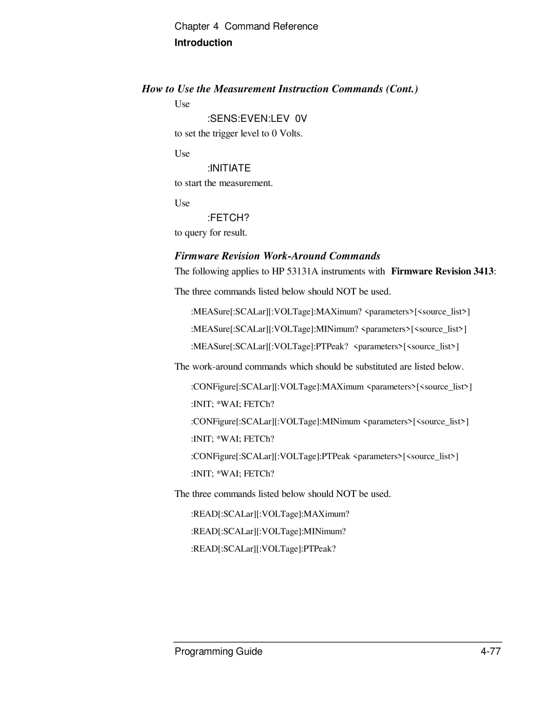 HP 53131A, 132A manual Firmware Revision Work-Around Commands 