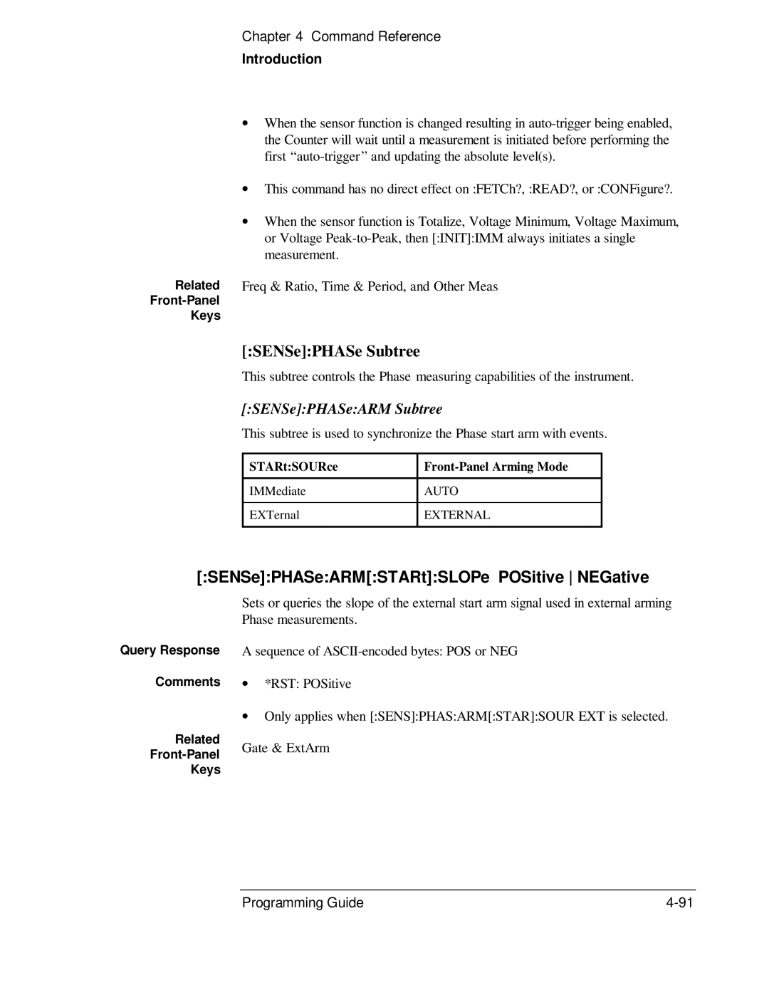 HP 53131A, 132A manual SENSePHASe Subtree, SENSePHASeARMSTARtSLOPe POSitive NEGative, SENSePHASeARM Subtree 