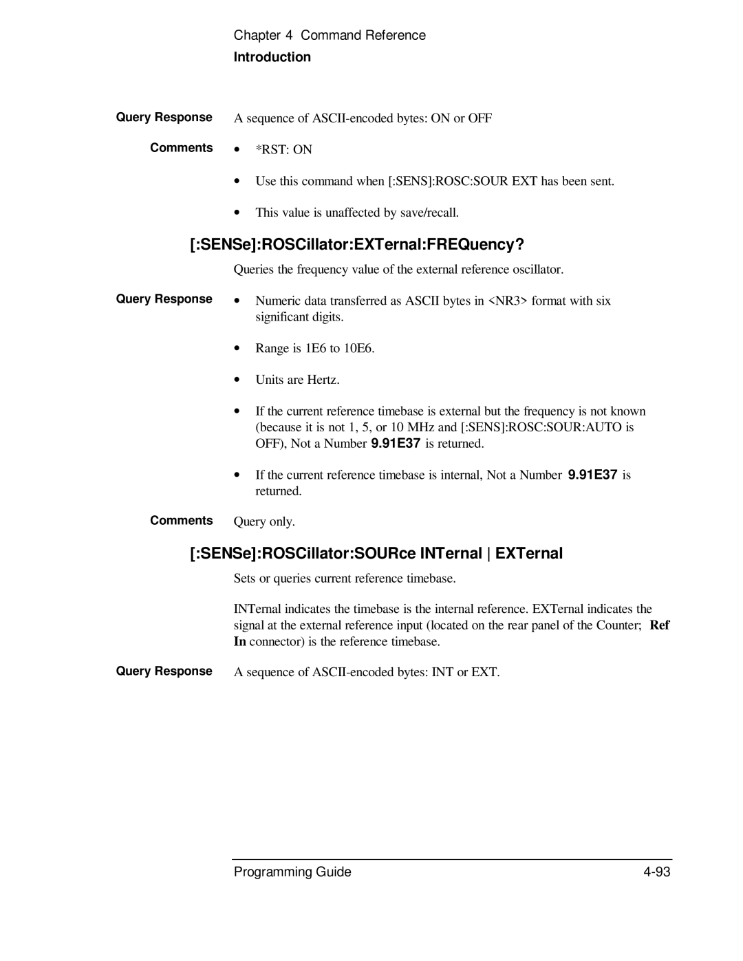 HP 53131A, 132A manual SENSeROSCillatorEXTernalFREQuency?, SENSeROSCillatorSOURce INTernal EXTernal 