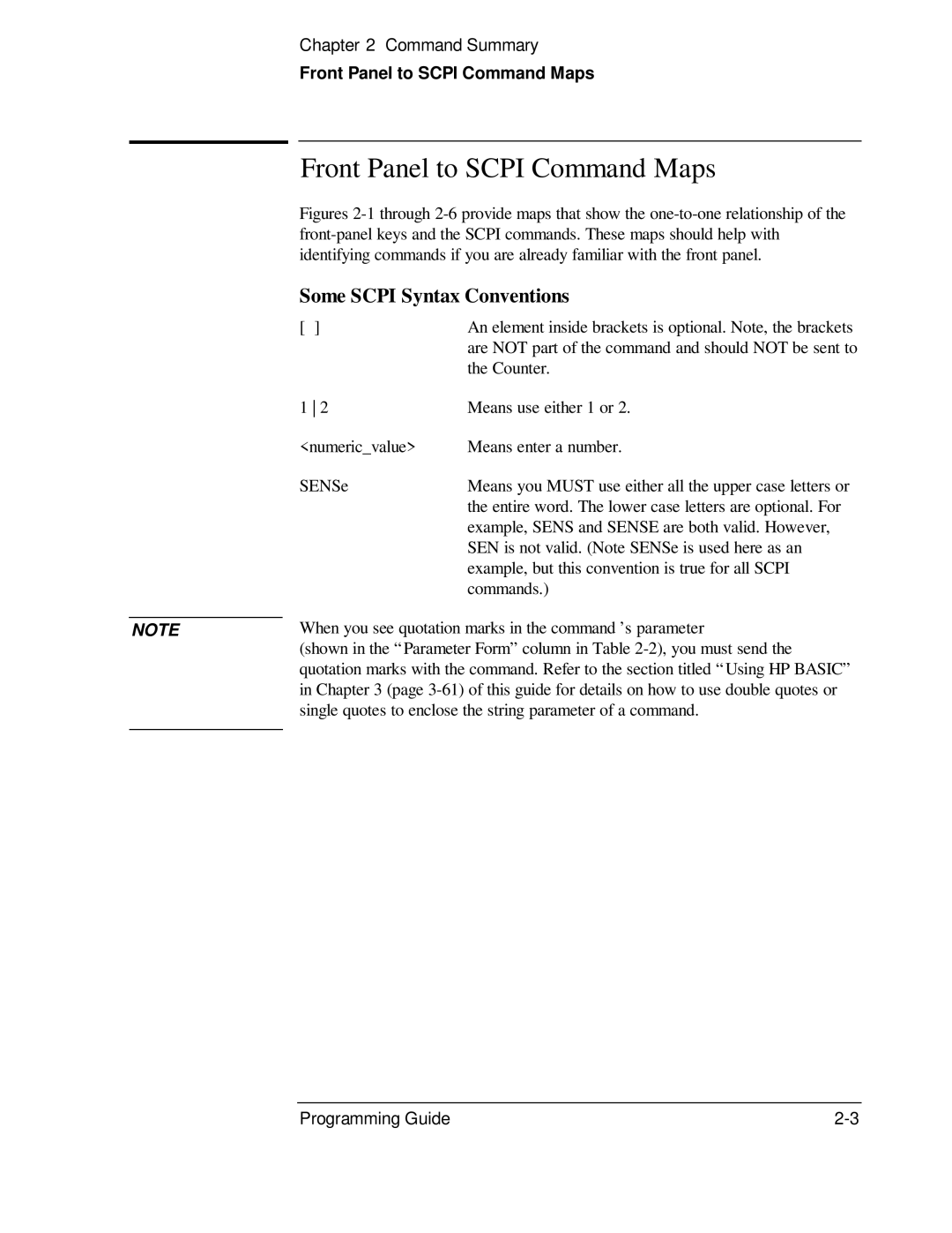 HP 53131A, 132A manual Front Panel to Scpi Command Maps, Some Scpi Syntax Conventions 