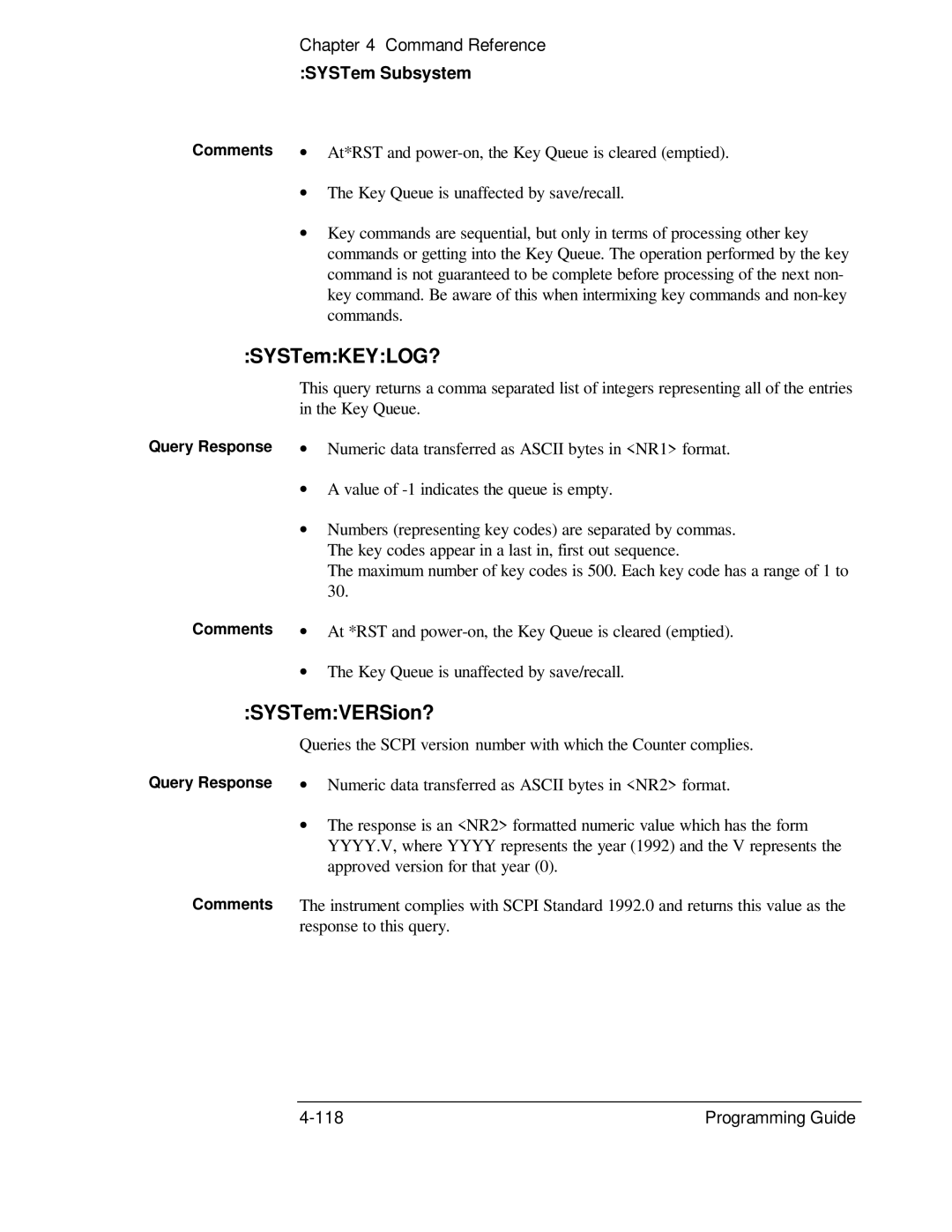 HP 132A, 53131A manual SYSTemKEYLOG?, SYSTemVERSion? 