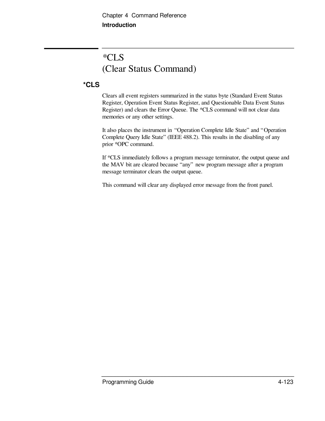 HP 53131A, 132A manual Clear Status Command, Cls 