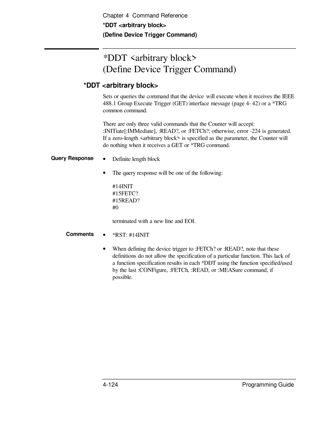 HP 132A, 53131A manual DDT arbitrary block Define Device Trigger Command 