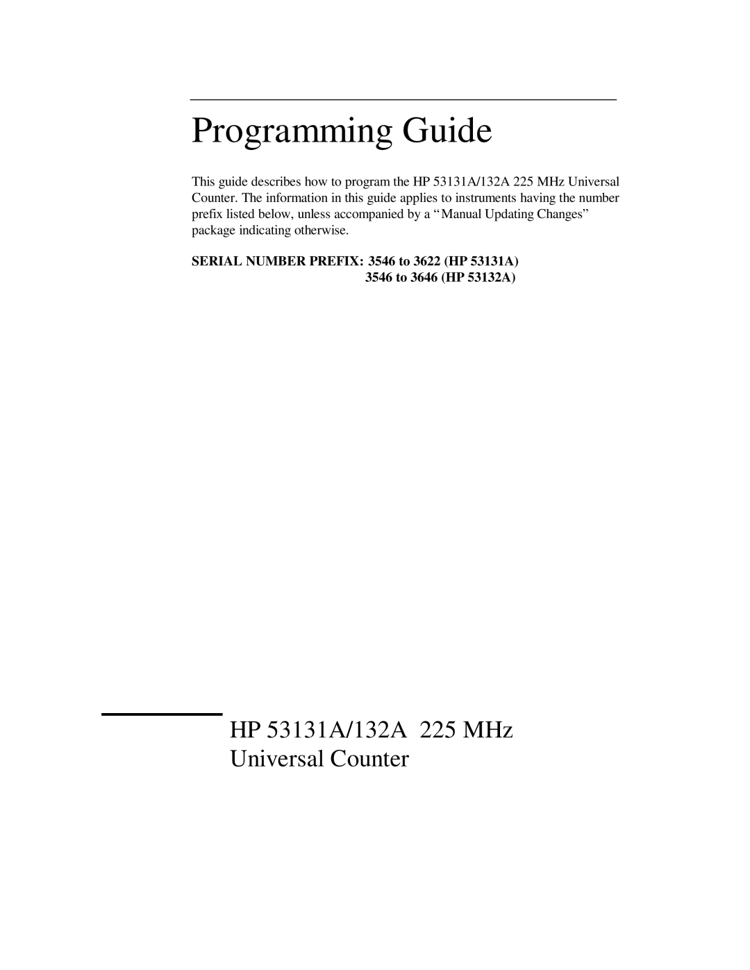 HP 53131A, 132A manual Programming Guide 