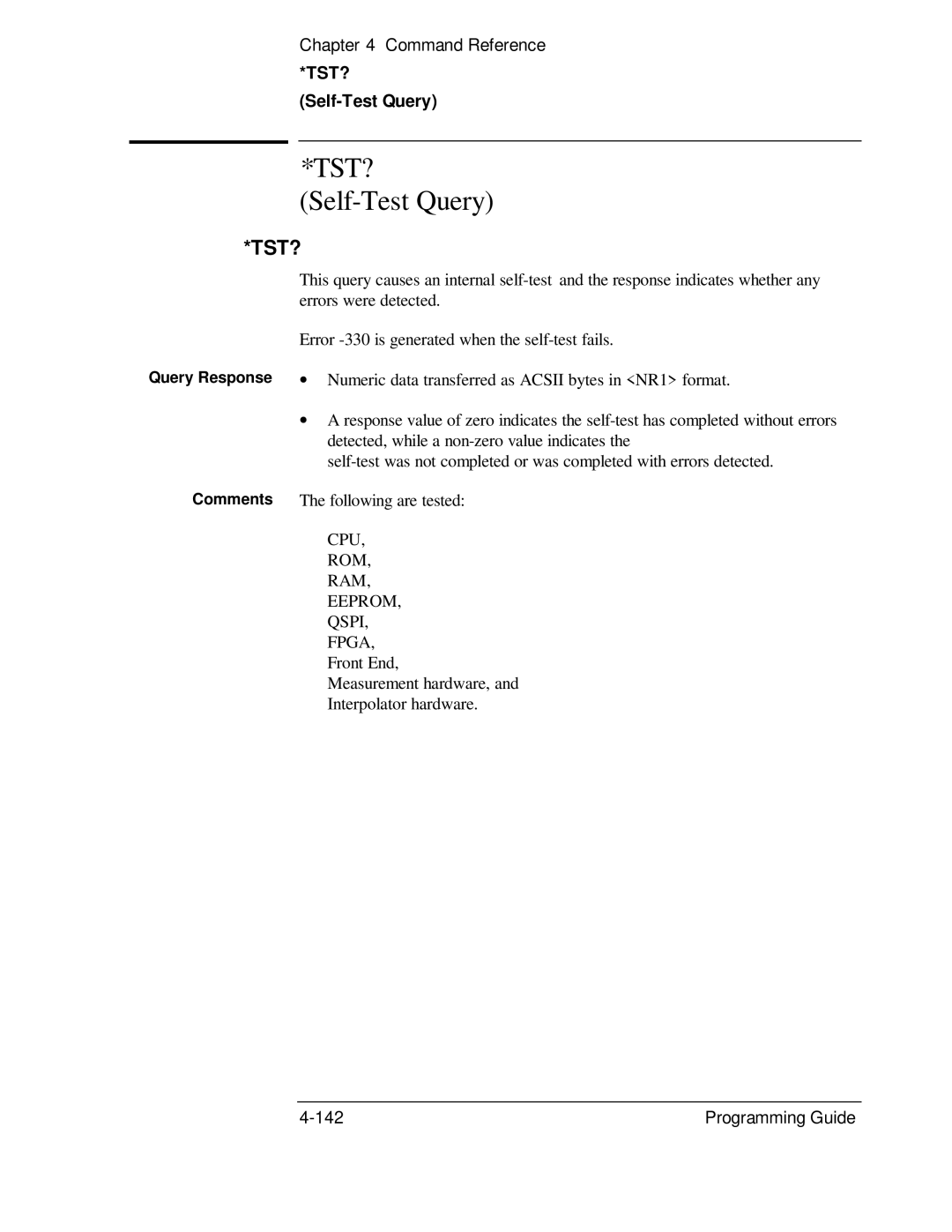 HP 132A, 53131A manual TST? Self-Test Query, Tst? 