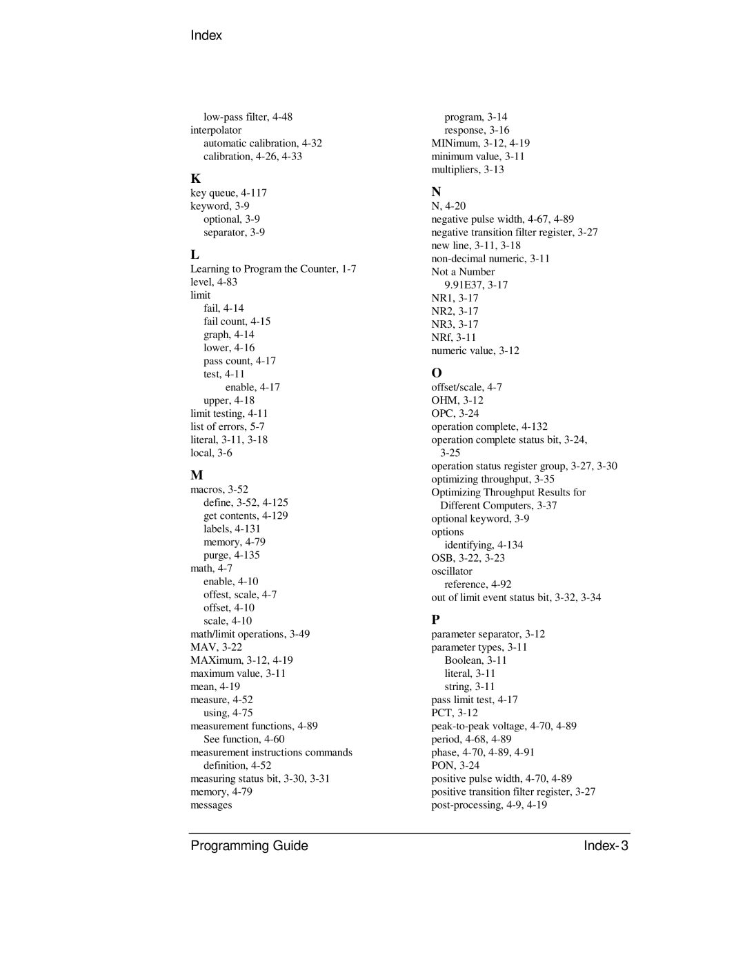 HP 53131A, 132A manual Index 