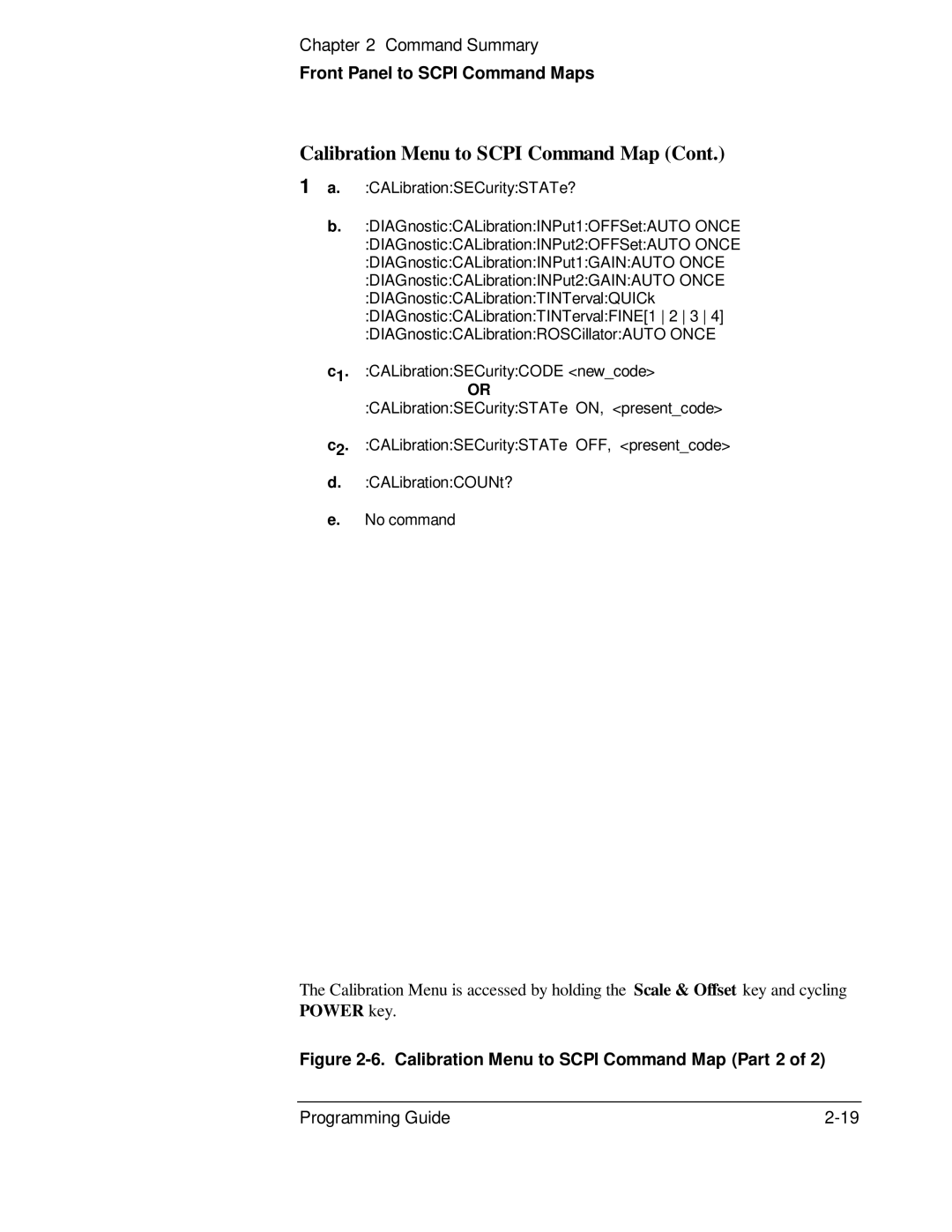 HP 53131A, 132A manual Calibration Menu to Scpi Command Map Part 2 