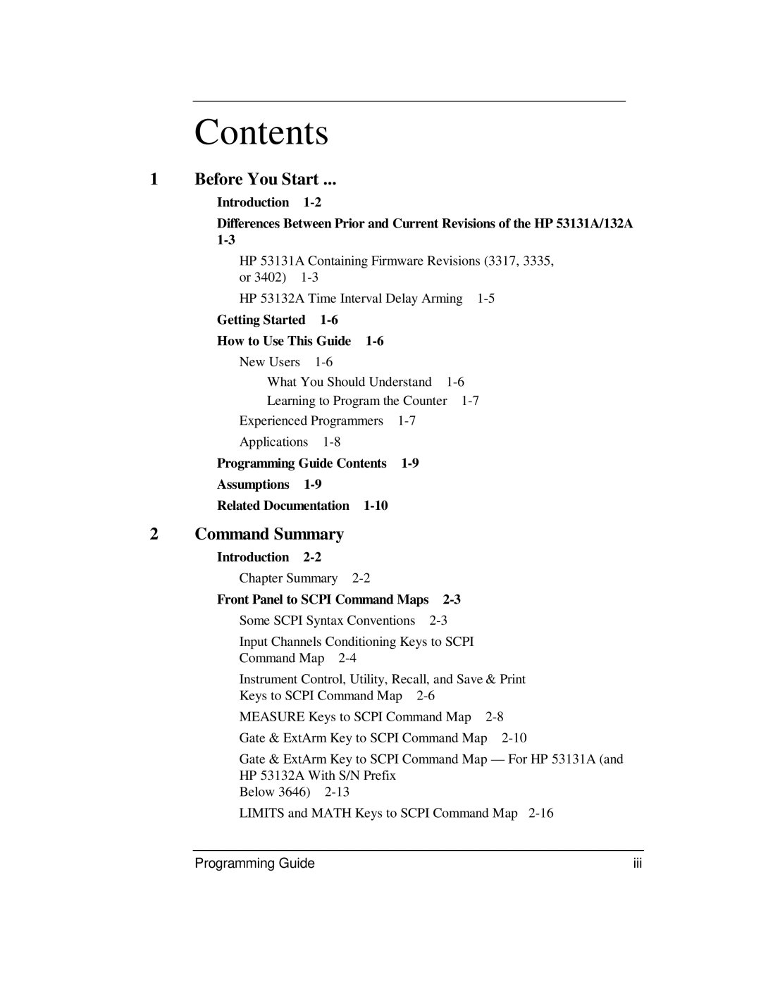 HP 53131A, 132A manual Contents 