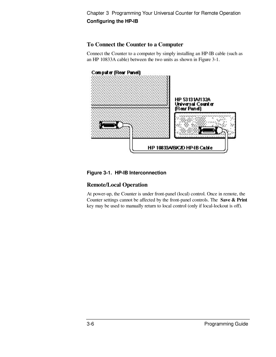 HP 132A, 53131A manual To Connect the Counter to a Computer, Remote/Local Operation 