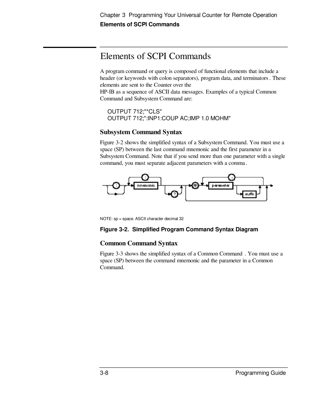 HP 132A, 53131A manual Elements of Scpi Commands, Subsystem Command Syntax, Common Command Syntax 