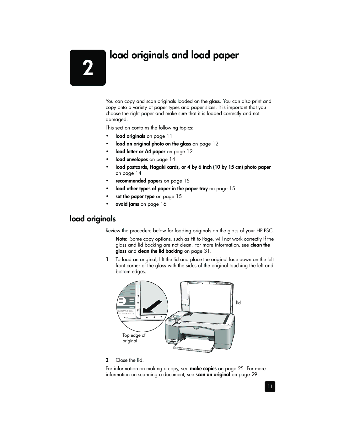 HP 1355, 1350xi, 1350v, 1340 manual Load originals and load paper, Close the lid 