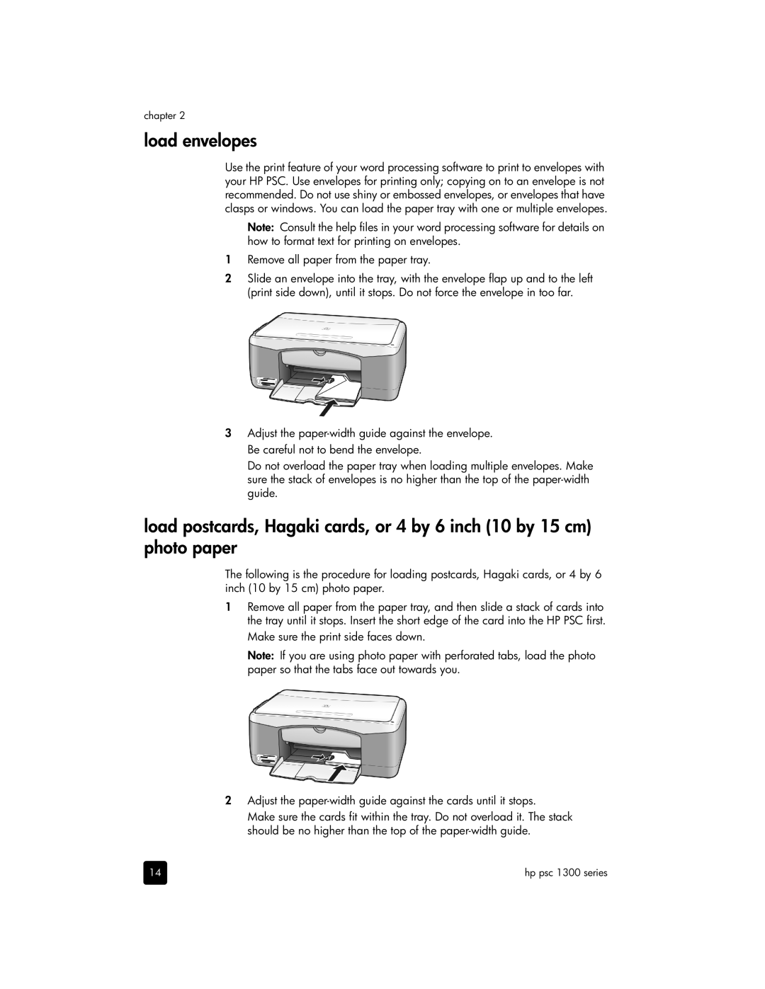 HP 1350xi, 1350v, 1355, 1340 manual Load envelopes, Remove all paper from the paper tray 