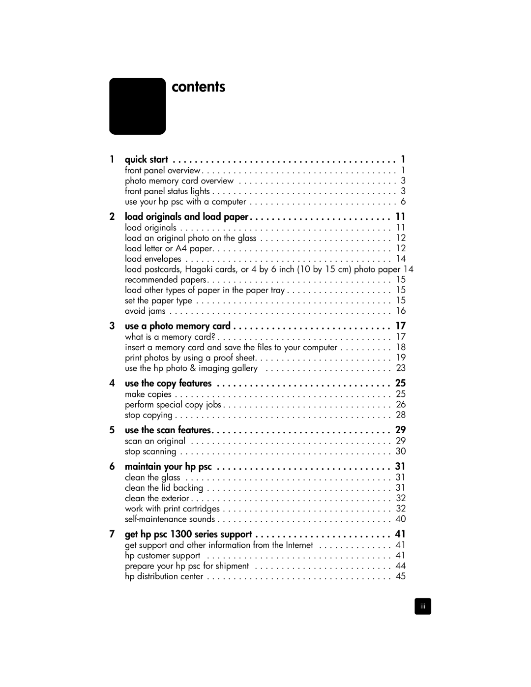 HP 1350xi, 1350v, 1355, 1340 manual Contents 