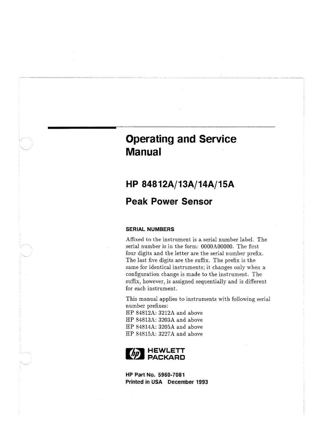 HP 84812A, 13A, 14A manual 