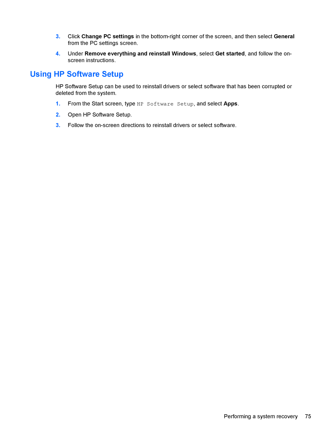 HP 13-2157nr, 13t-2100, 13-2195ca, 13-2150nr manual Using HP Software Setup 