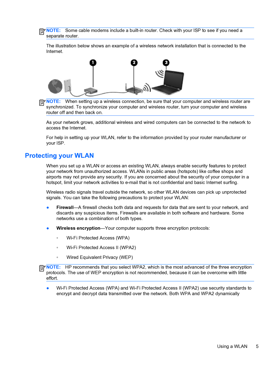 HP 14-3010nr manual Protecting your Wlan 