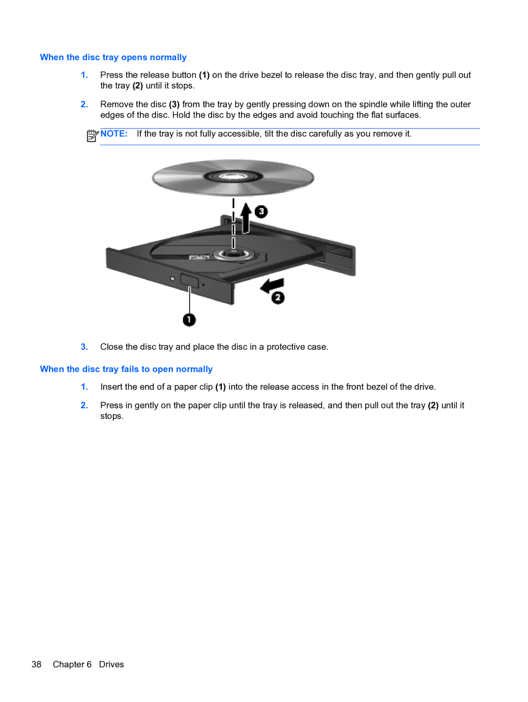 HP 14-3010nr manual When the disc tray opens normally 