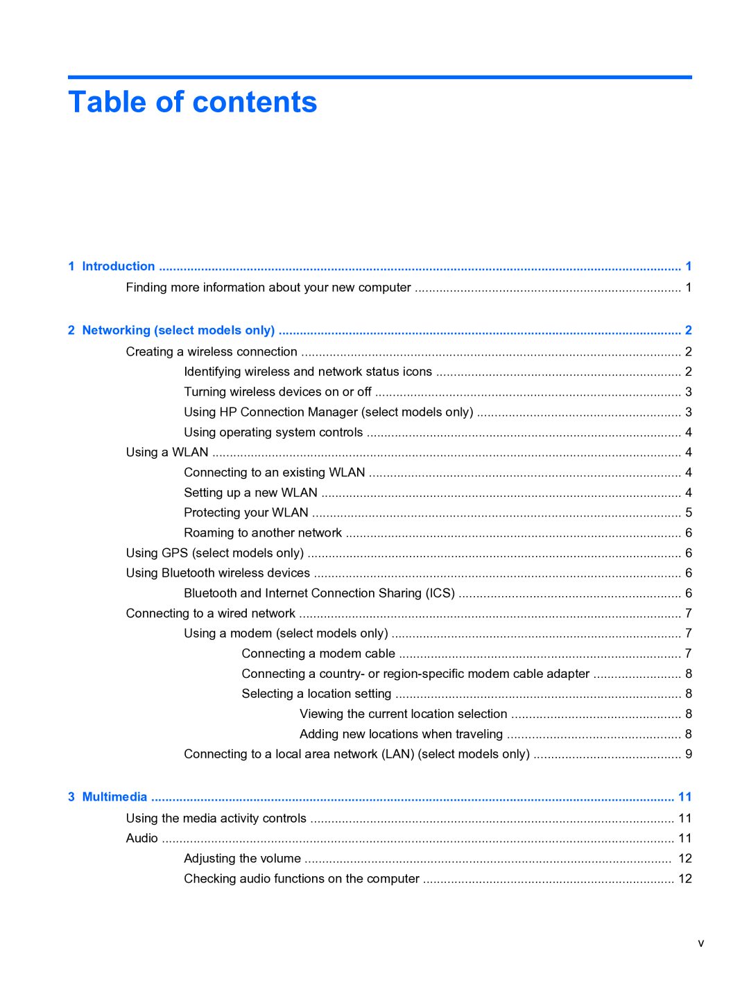 HP 14-3010nr manual Table of contents 