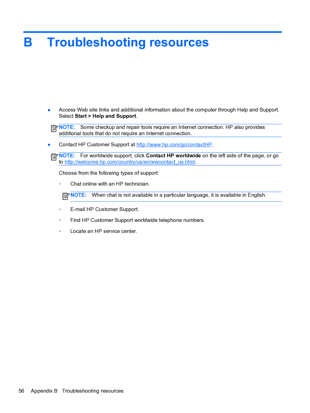 HP 14-3010nr manual Troubleshooting resources 