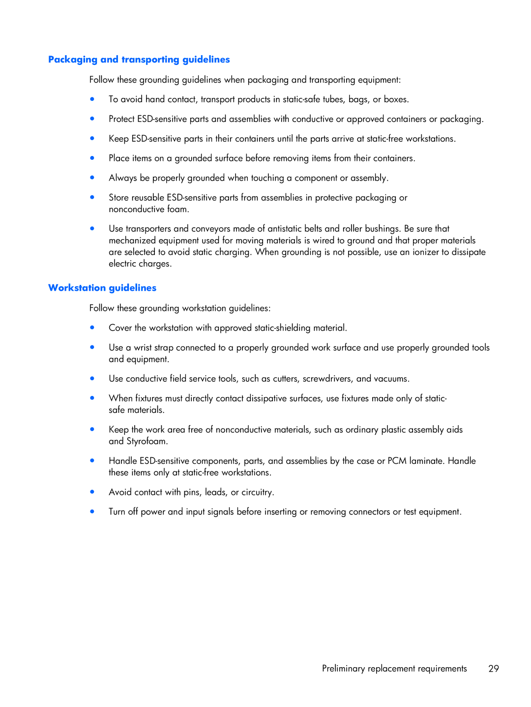 HP 14-3210nr manual Packaging and transporting guidelines 