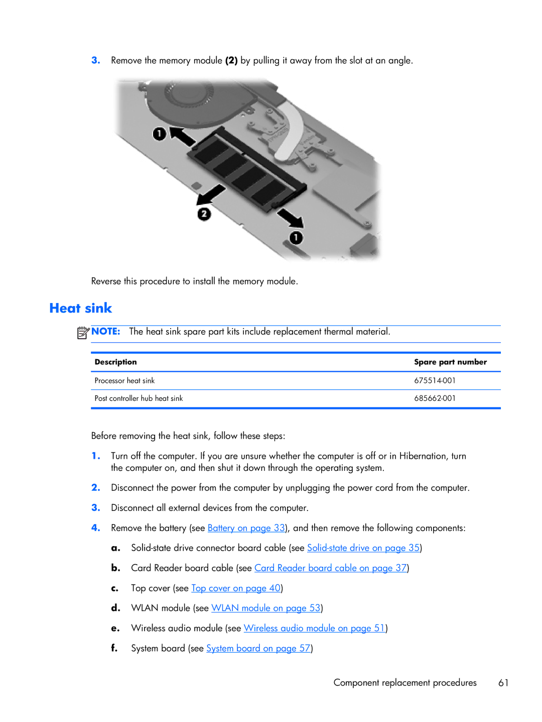 HP 14-3210nr manual Heat sink 