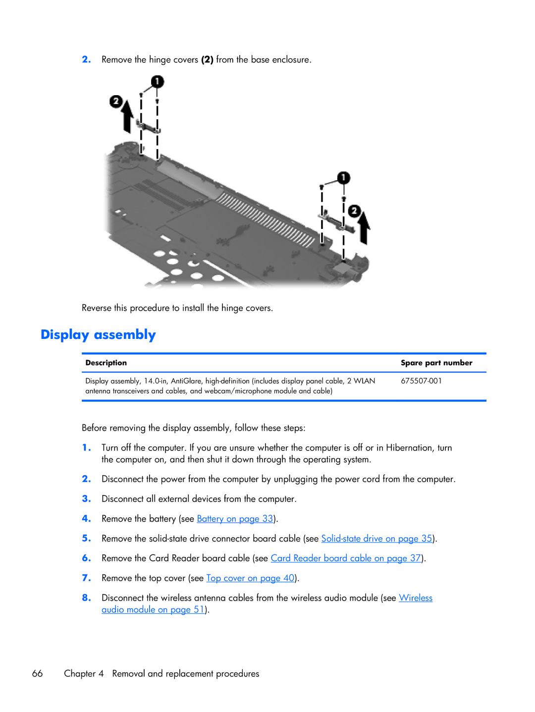 HP 14-3210nr manual Display assembly, Description Spare part number 