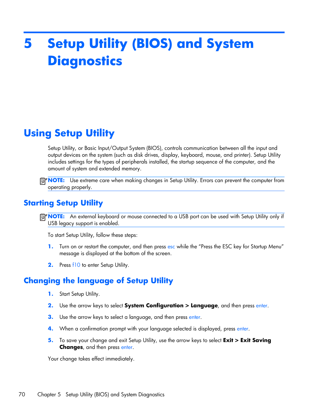 HP 14-3210nr manual Setup Utility Bios and System Diagnostics, Using Setup Utility, Starting Setup Utility 