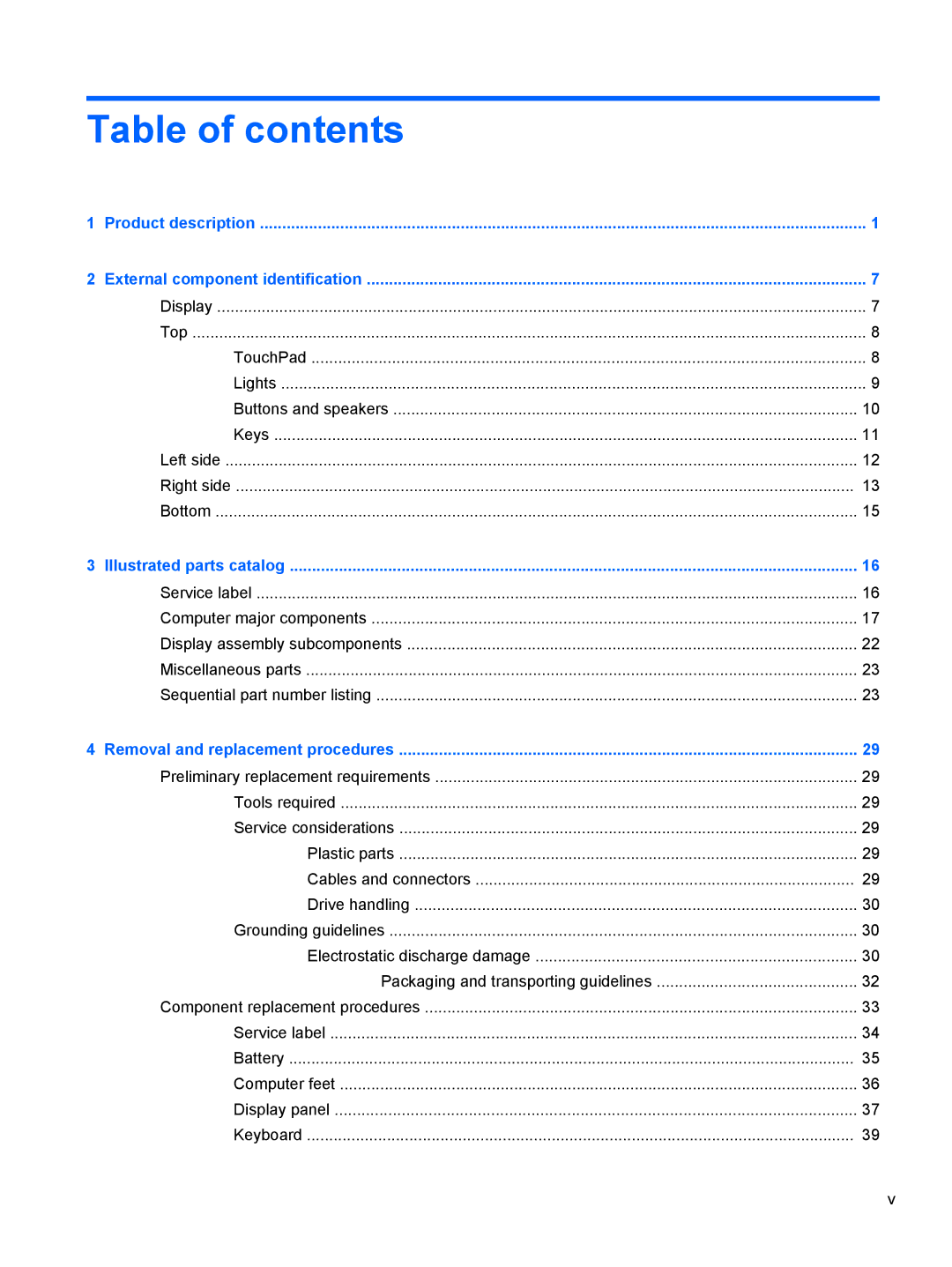 HP 14-B013nr C2k07ua 14 C2K07UAABA manual Table of contents 