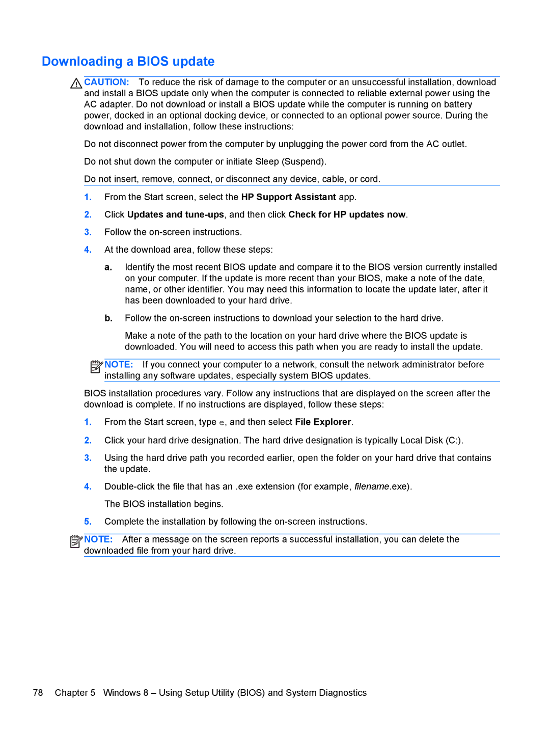 HP 14-B013nr C2k07ua 14 C2K07UAABA manual Downloading a Bios update 