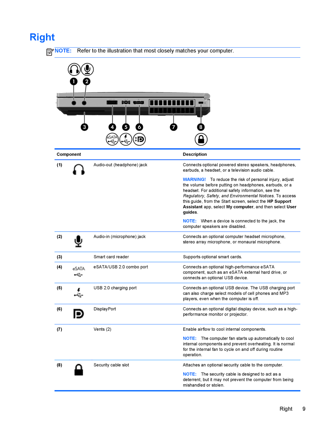 HP 14' B8V06UT#ABA manual Right, Regulatory, Safety, and Environmental Notices . To access 