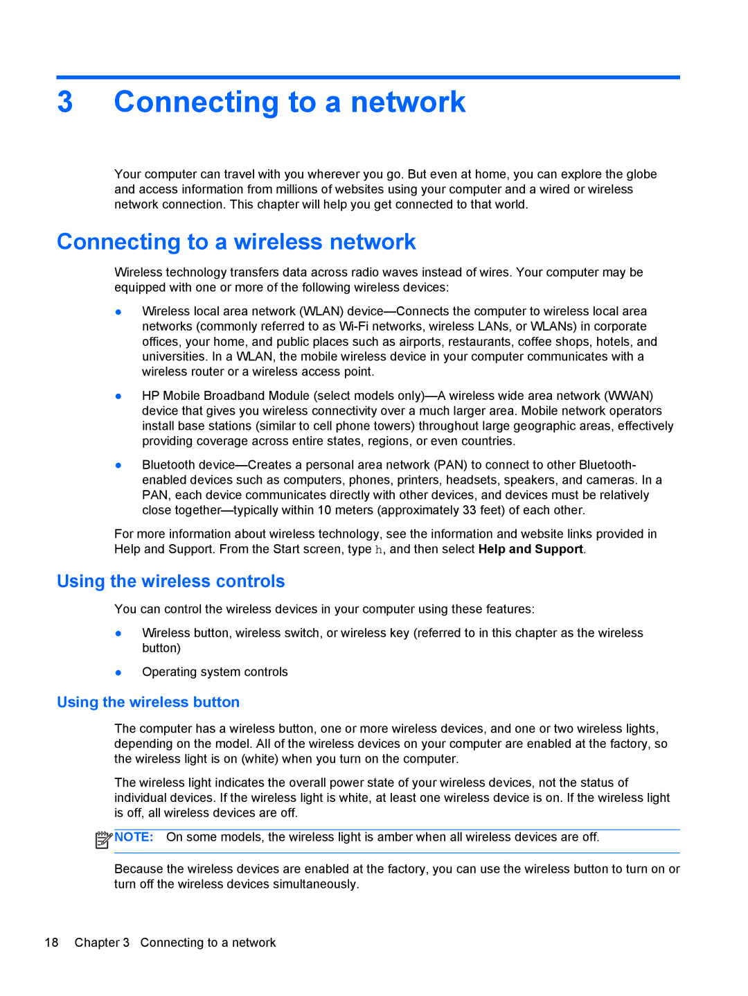 HP 14' B8V06UT#ABA manual Connecting to a network, Connecting to a wireless network, Using the wireless controls 