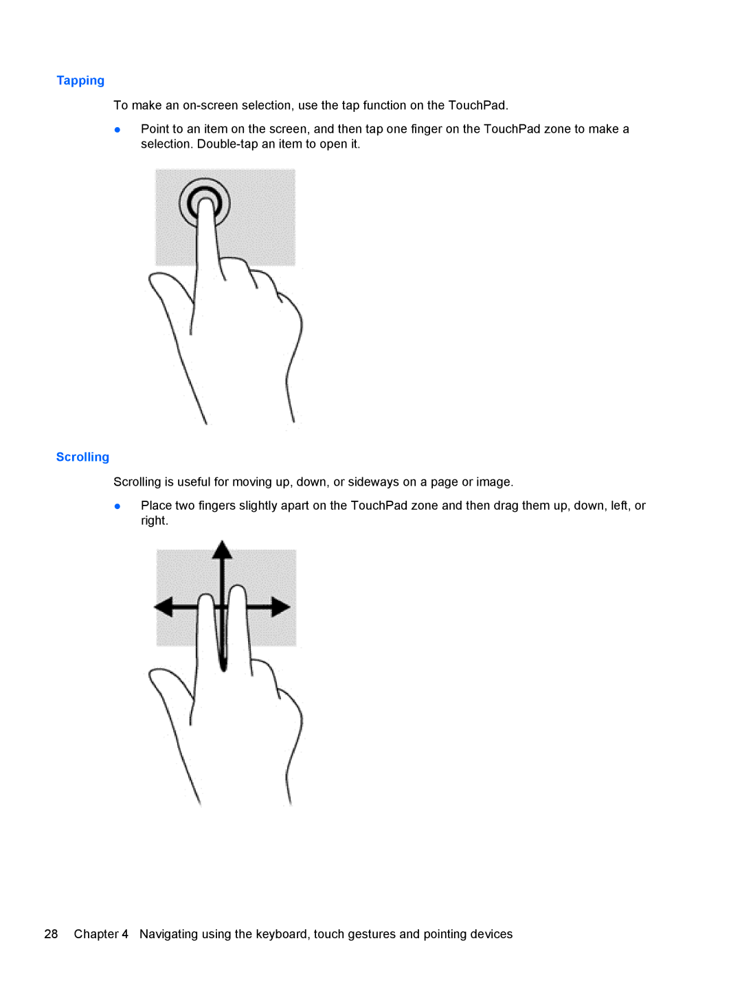 HP 14' B8V06UT#ABA manual Tapping 