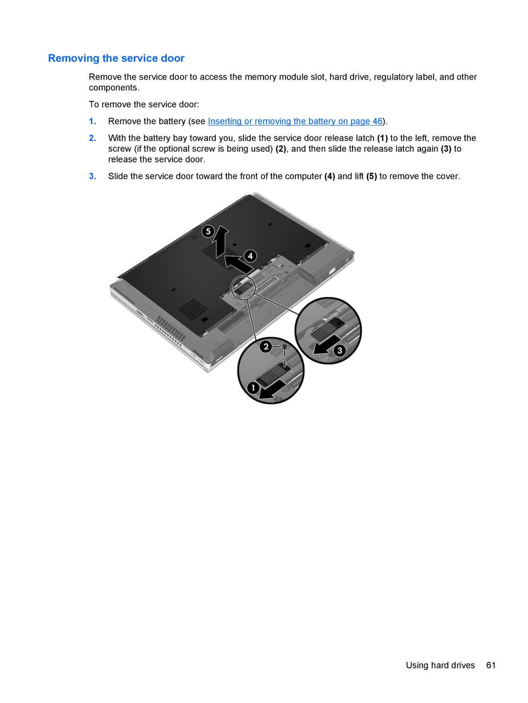 HP 14' B8V06UT#ABA manual Removing the service door 