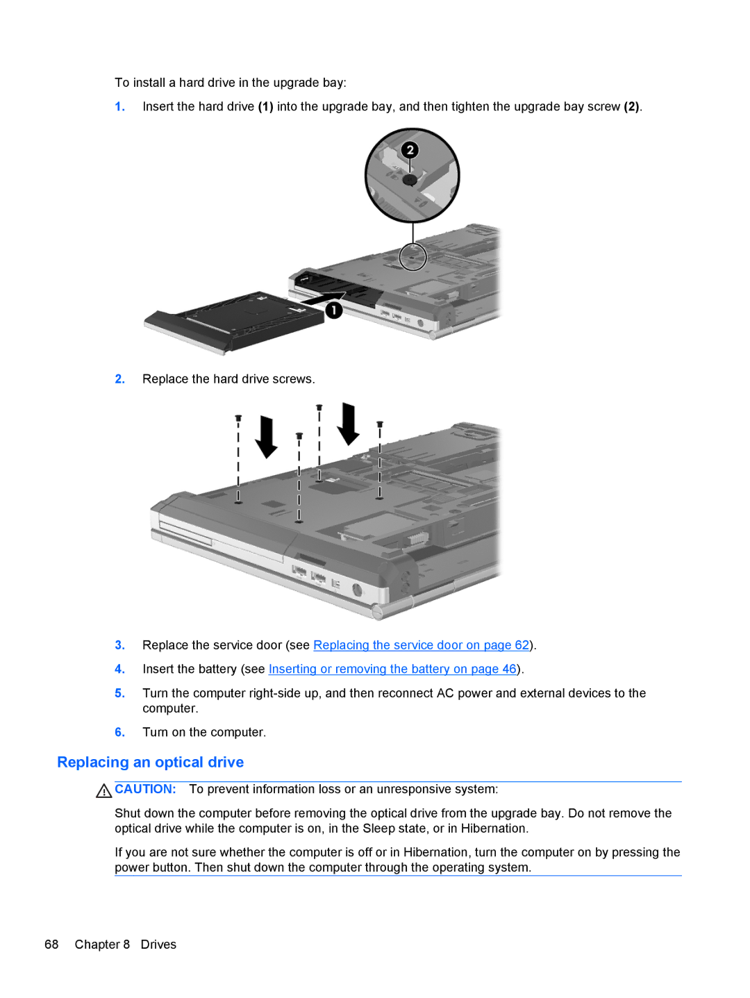 HP 14' B8V06UT#ABA manual Replacing an optical drive 