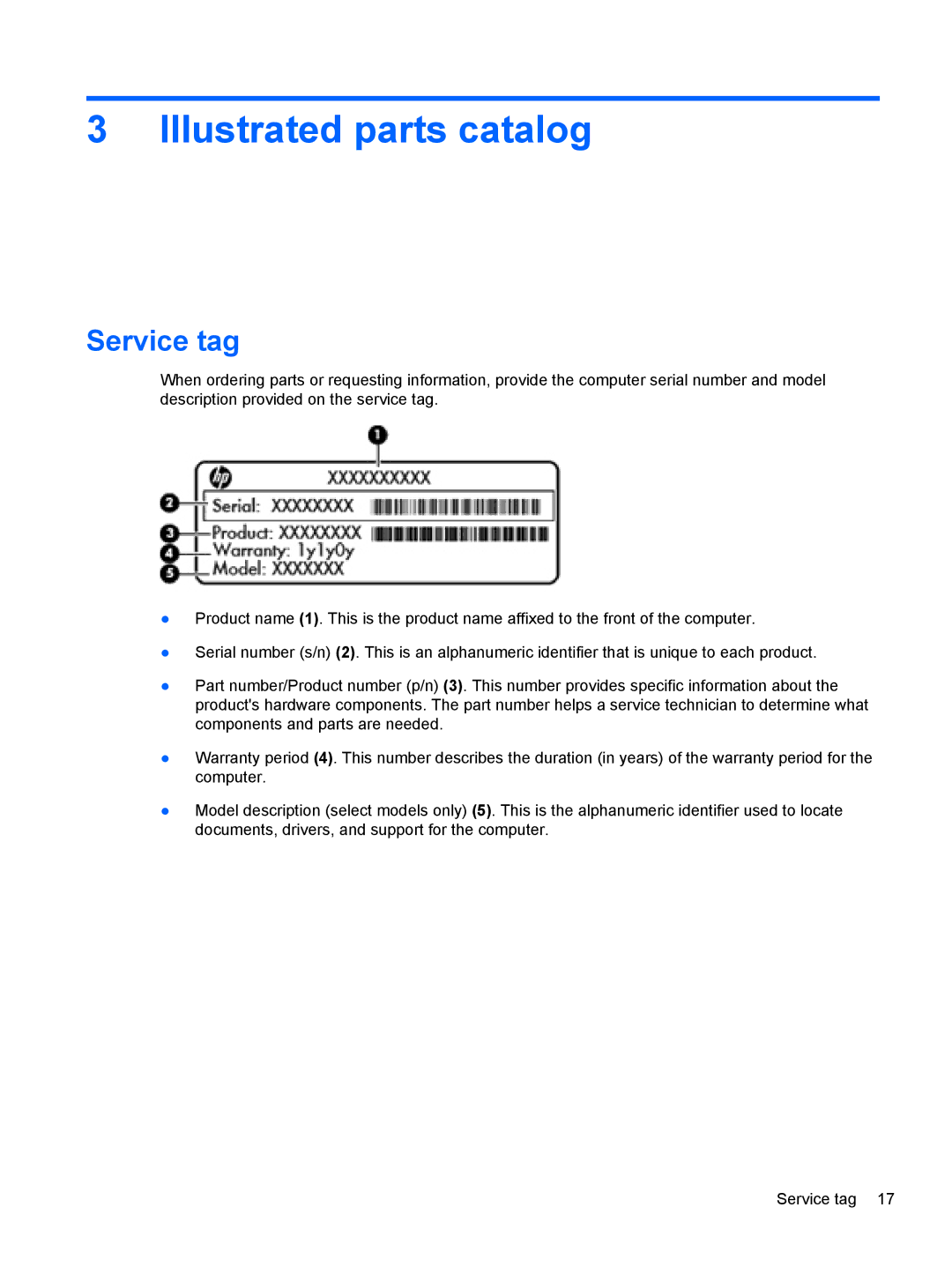 HP D8C11UT 14 D8C11UT#ABA, 14 C9K59UT#ABA, 4540s C6Z35UT#ABA manual Illustrated parts catalog, Service tag 