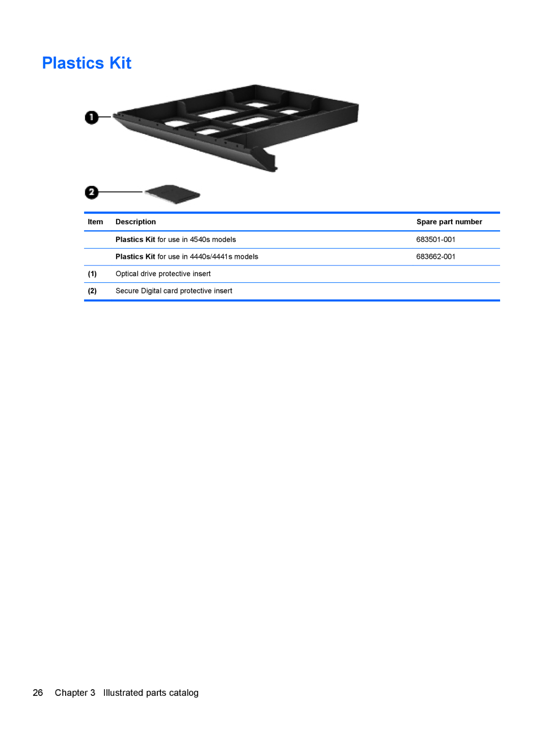 HP D8C11UT 14 D8C11UT#ABA, 14 C9K59UT#ABA, 4540s C6Z35UT#ABA manual Plastics Kit 